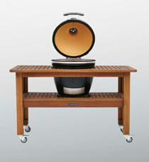 Kamado Joe Classic 18 on eucalyptus table