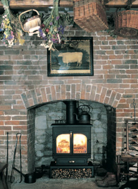 Clearview 650 Flat Top on plinth with kindling</span>